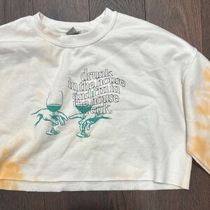 Hand-Dyed Graphic Cropped Sweatshirt